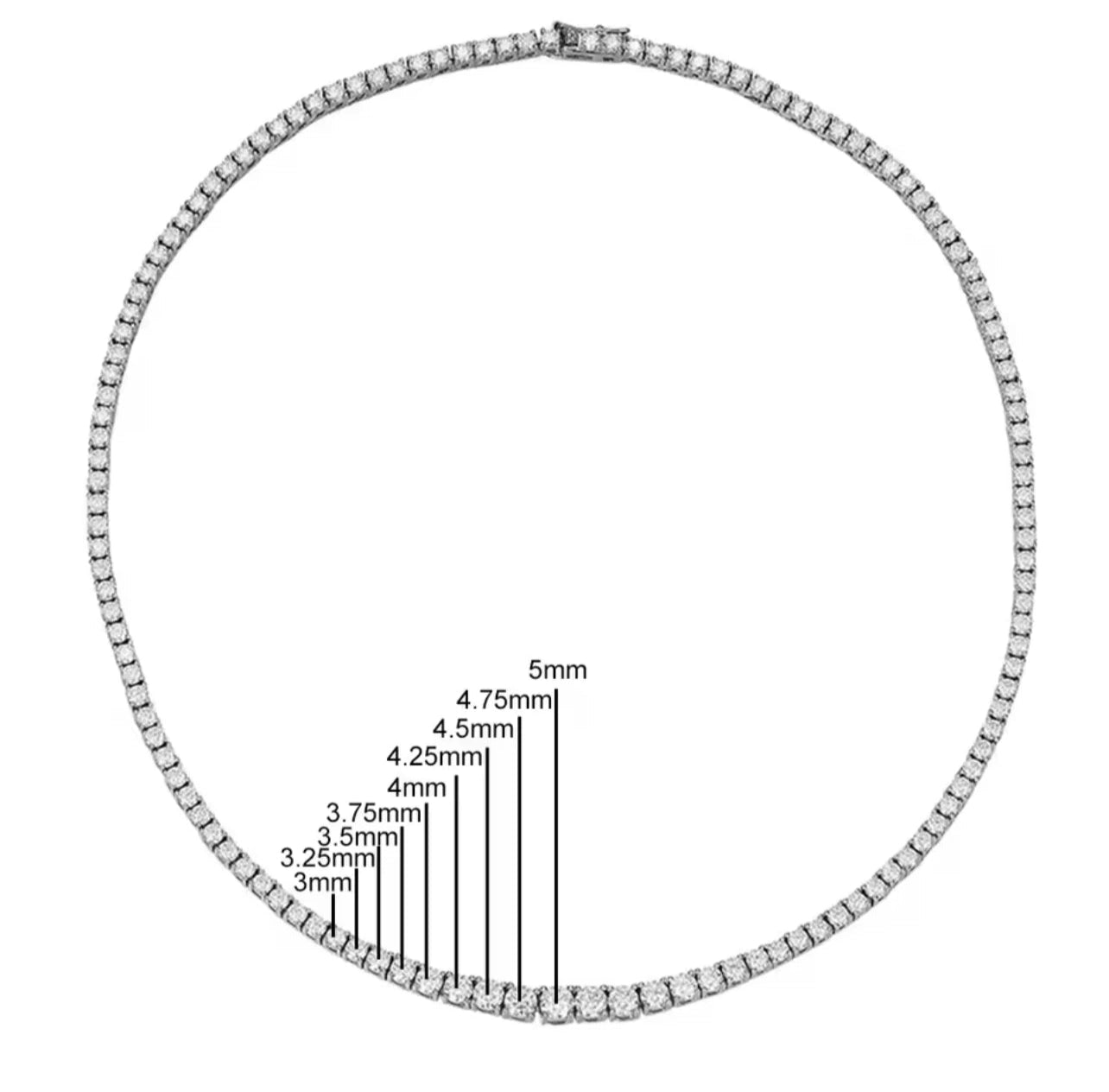 Gradual tennis Necklace Lab / Moissanite Diamonds set in sterling silver
