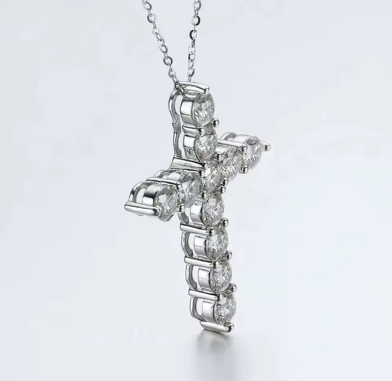 The Traditional Tiffany Lab Diamond Moissanite Cross Necklace