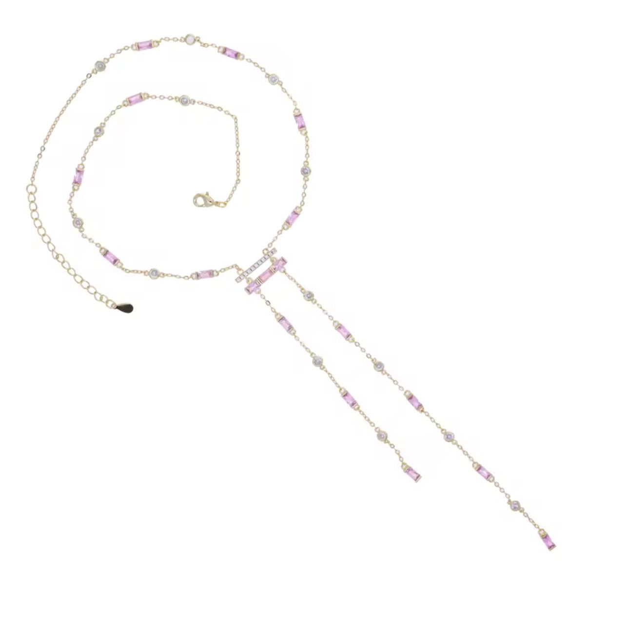 Long Multi-Strand Gold-Plated Lariat Necklace
