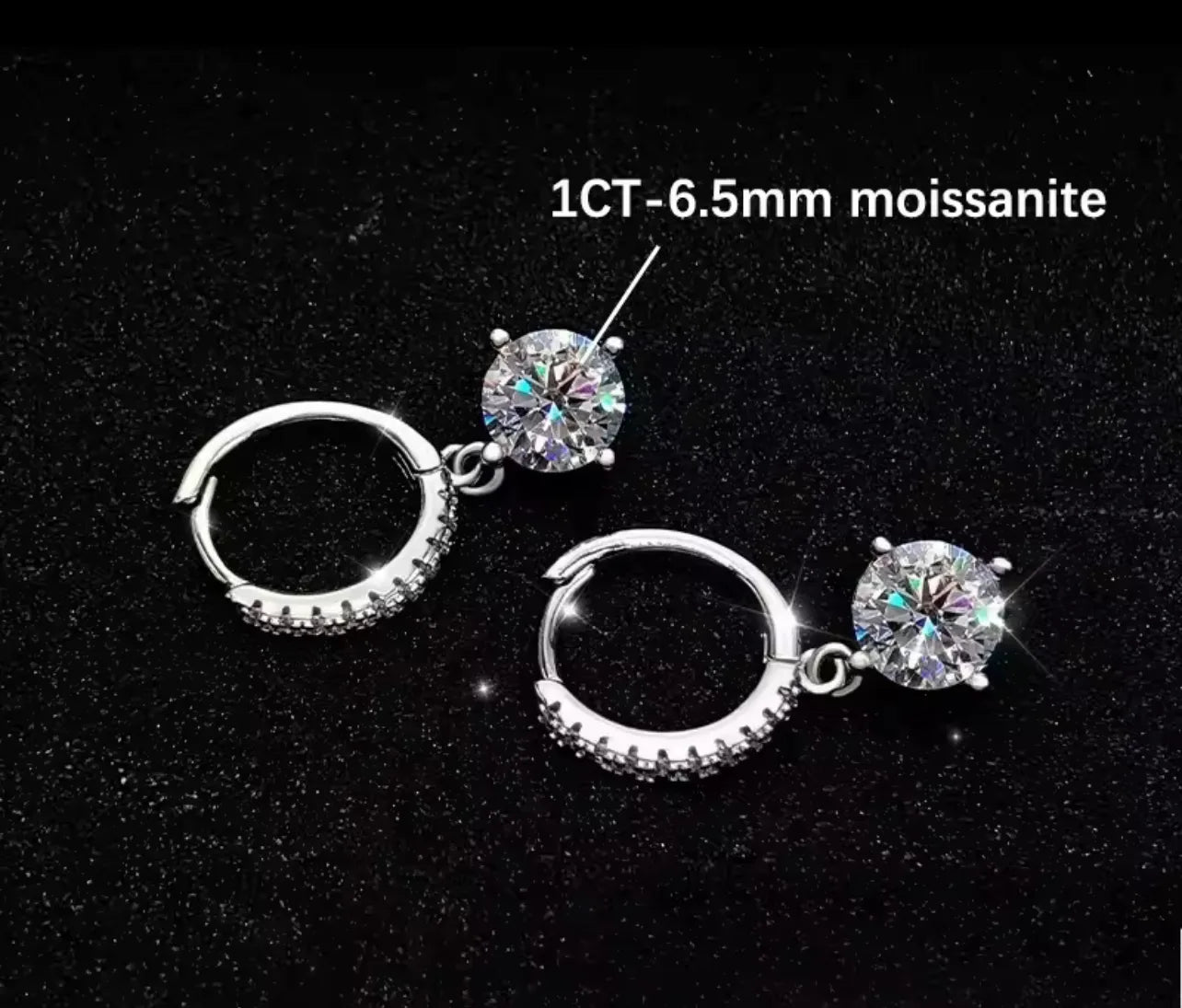 Lab / Moissanite stud Earrings. Sterling silver.