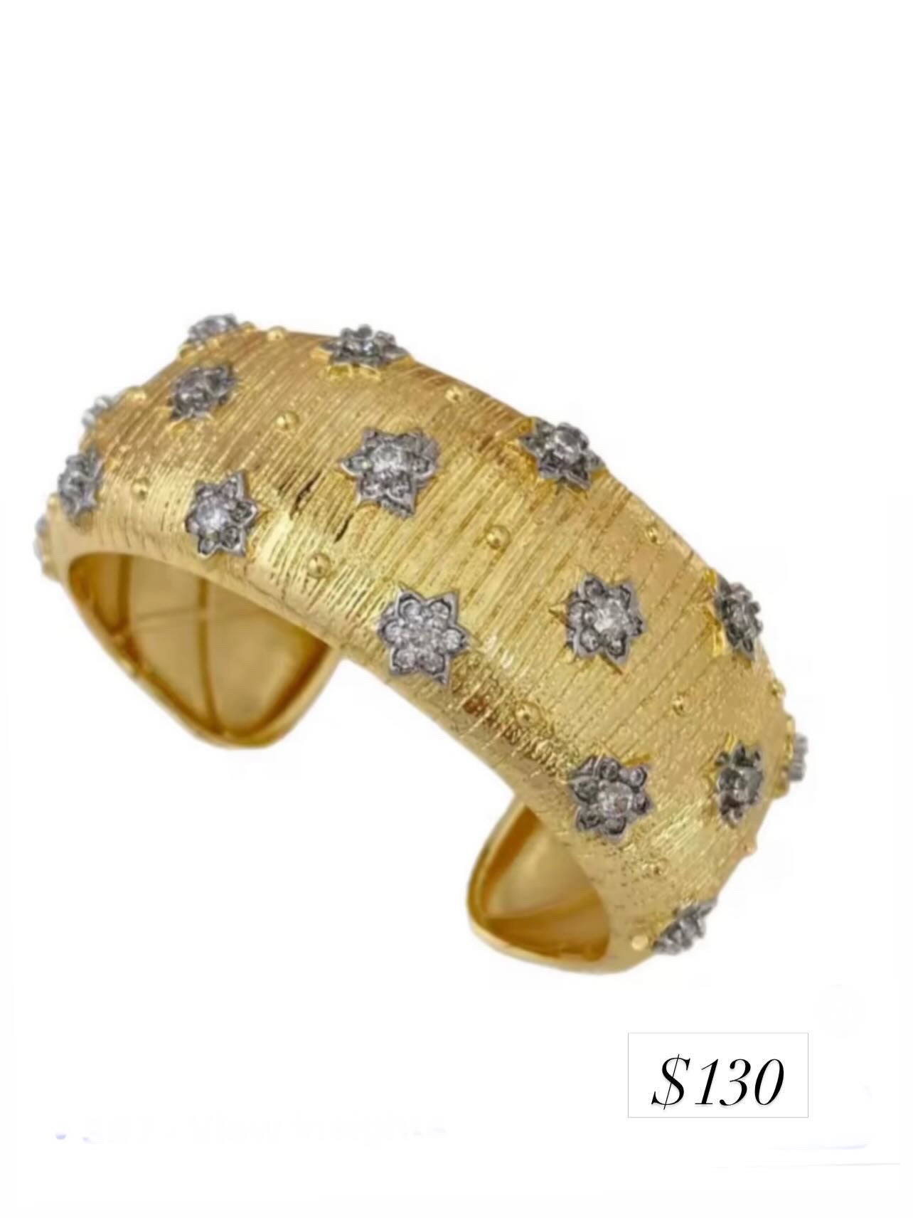 Gold floral statement cuff bracelet