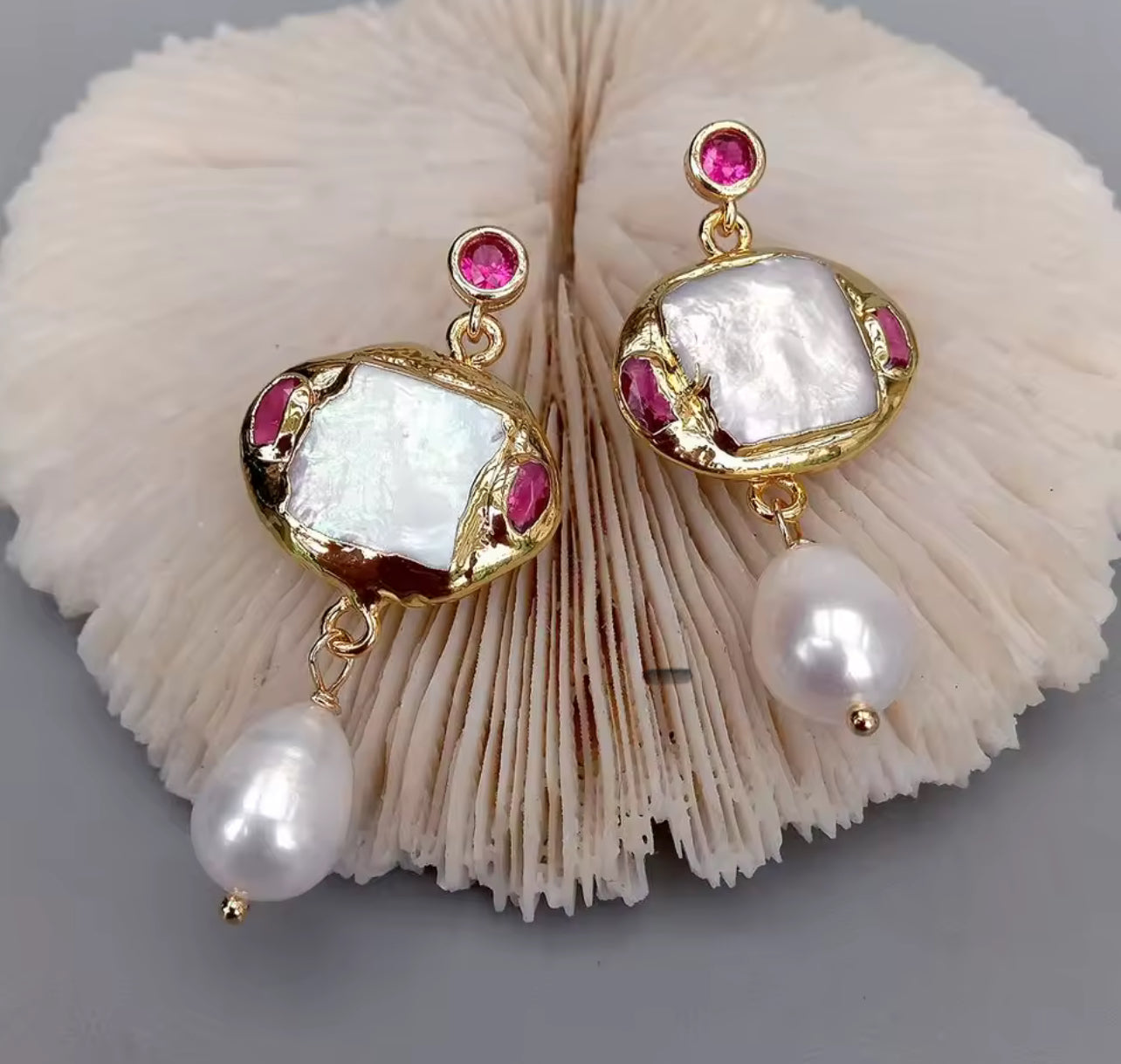 Natural Pearl & Ruby Gold Ring