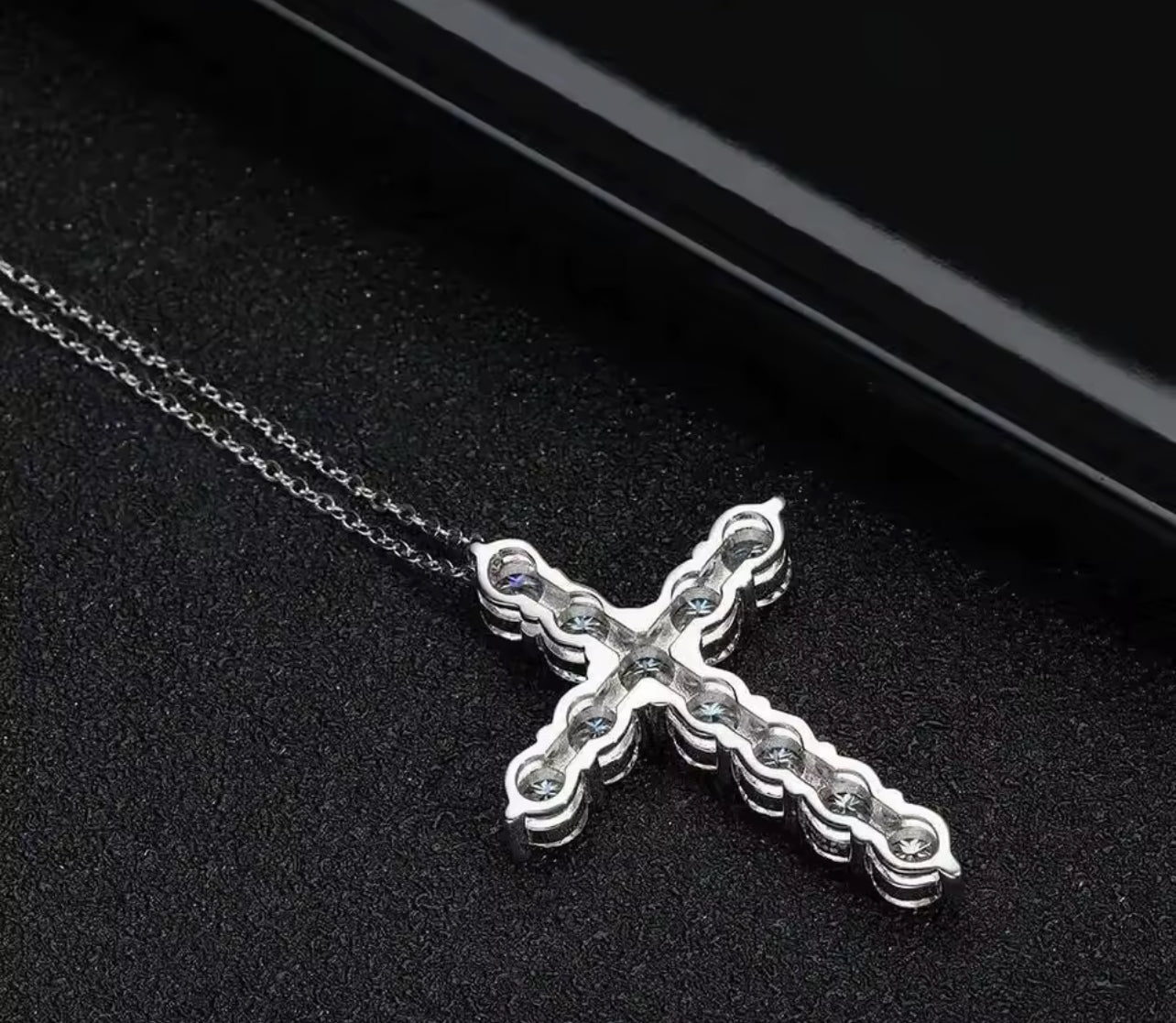 The Traditional Tiffany Lab Diamond Moissanite Cross Necklace