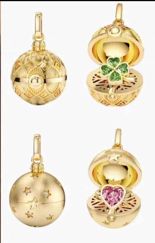 Gold Good Luck & Love Globe Charm Necklace