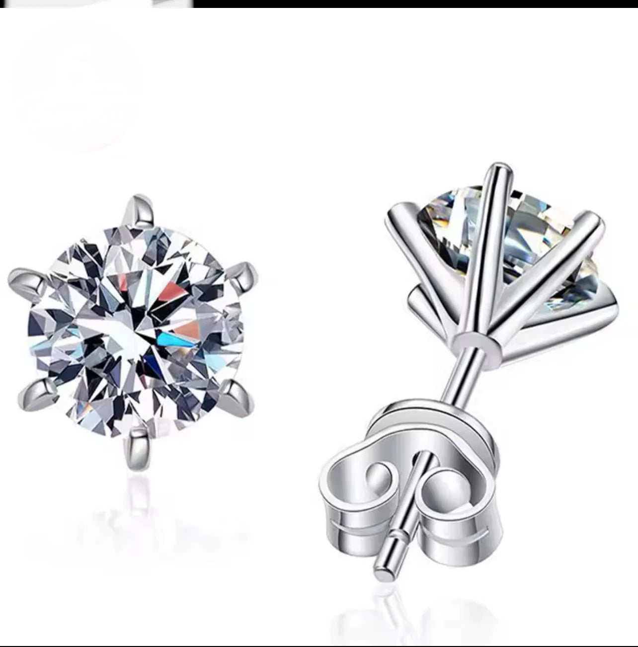 Lab / Moissanite stud Earrings. Sterling silver.