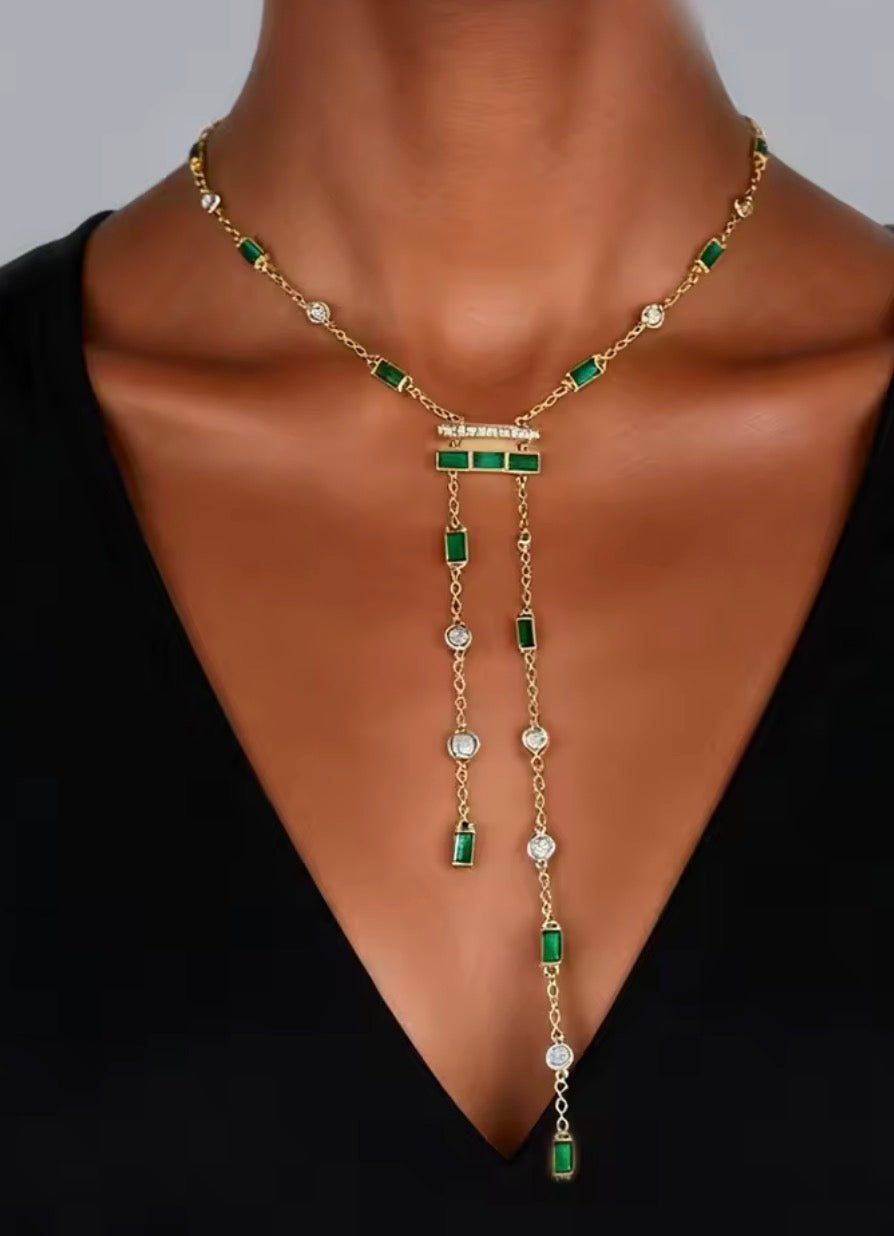 Long Multi-Strand Gold-Plated Lariat Necklace