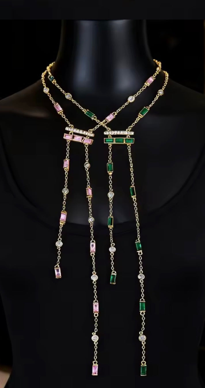 Long Multi-Strand Gold-Plated Lariat Necklace