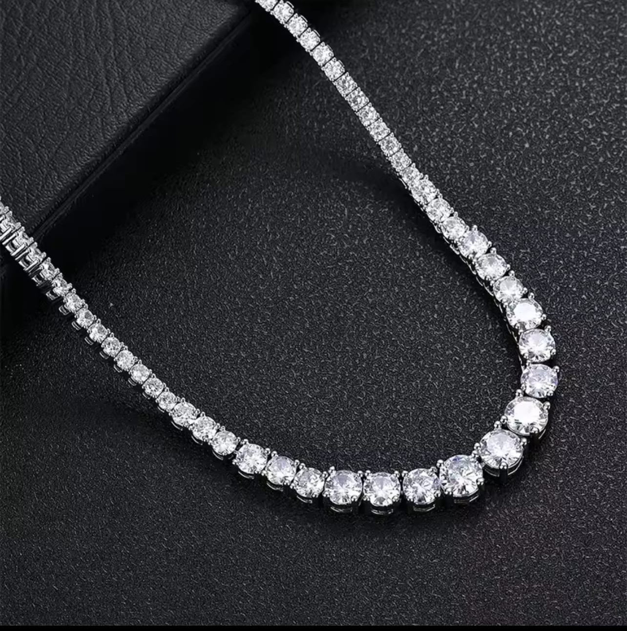 Gradual tennis Necklace Lab / Moissanite Diamonds set in sterling silver