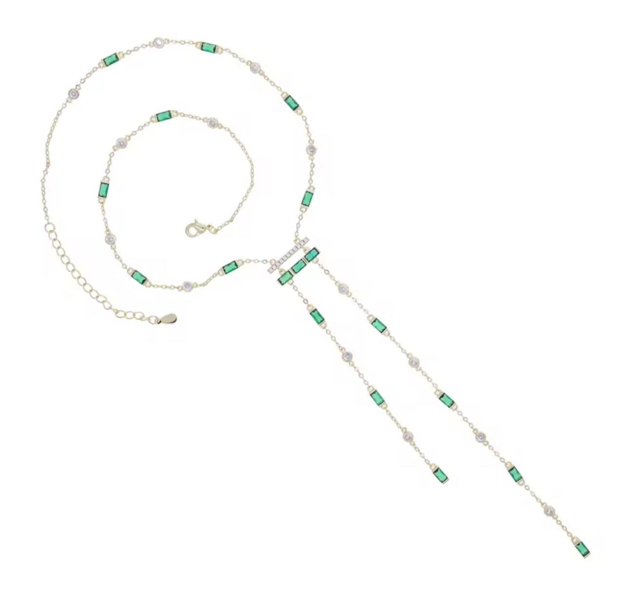 Long Multi-Strand Gold-Plated Lariat Necklace