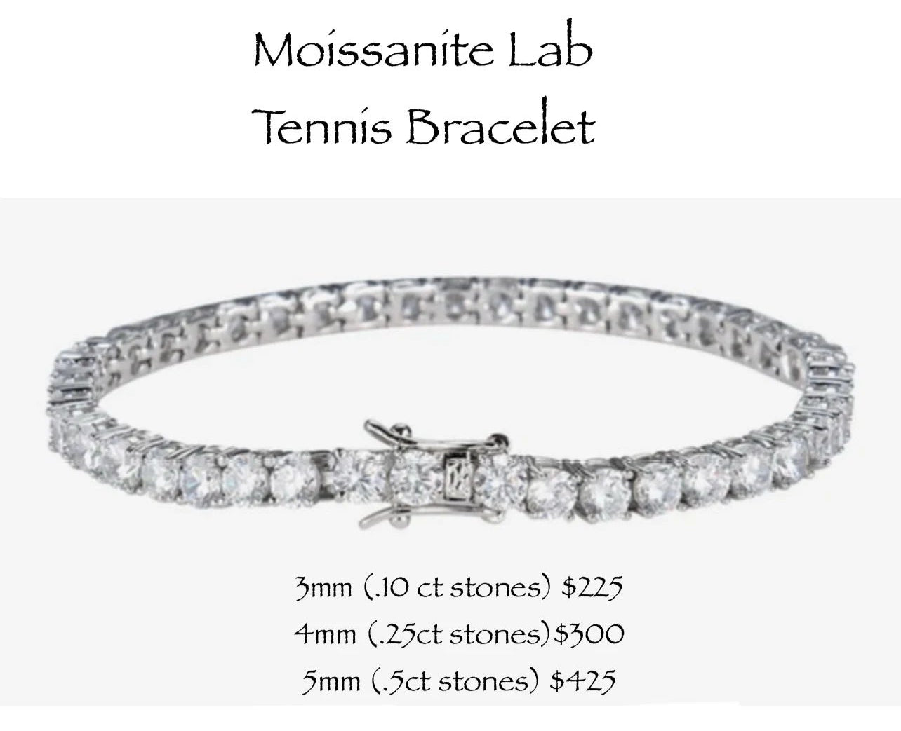 Tennis Bracelet Lab / Moissanite set in Sterling Silver