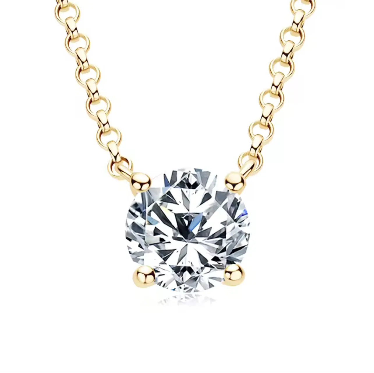 The Traditional Tiffany Solitaire Lab /Moissanite Diamond Pendant 16” necklace, set in sterling silver