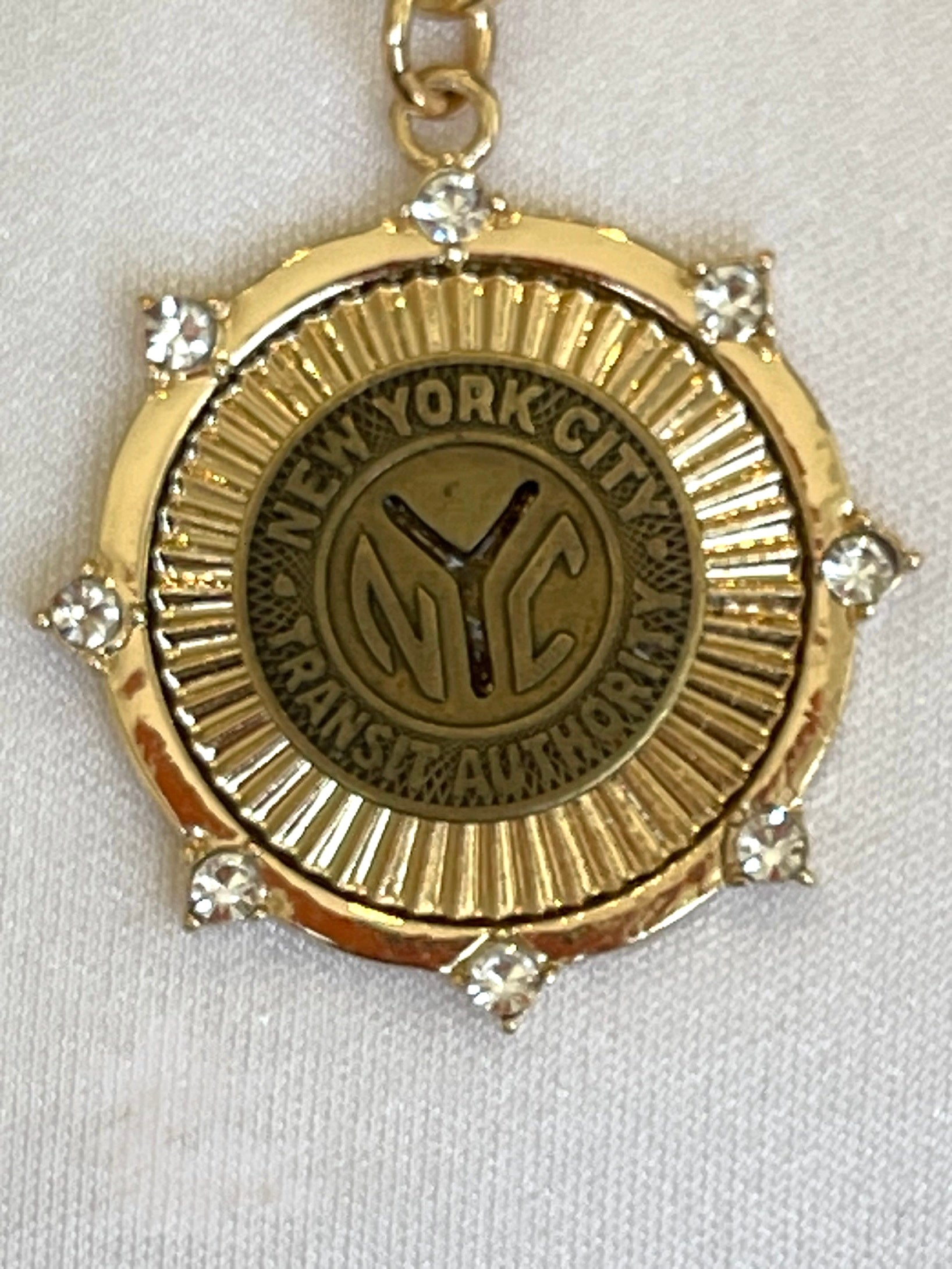 NYC Subway Token 18kt gold Plated Lariat Necklace