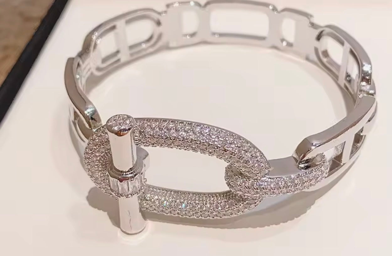 Silver pavé buckle bracelet product view