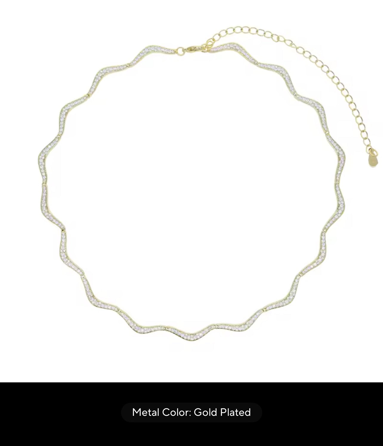 Wavy pavé choker necklace in gold and silver finishes