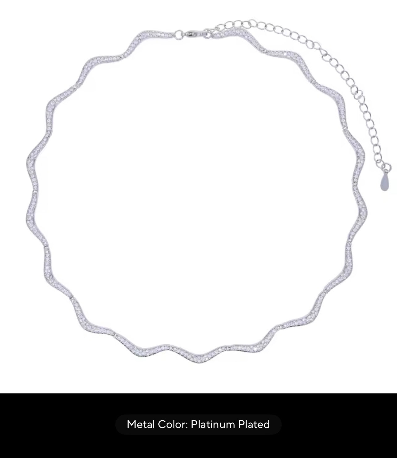 Wavy pavé choker necklace in gold and silver finishes