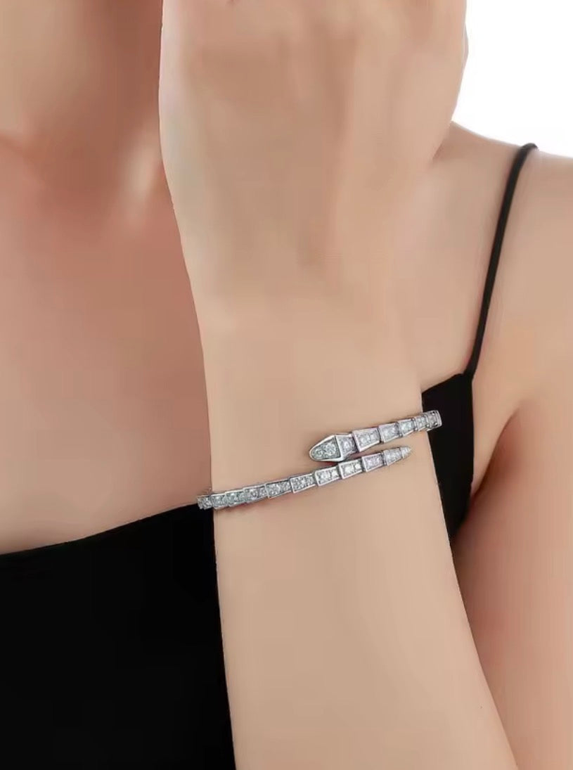 Lux serpentine bracelet modeled on wrist