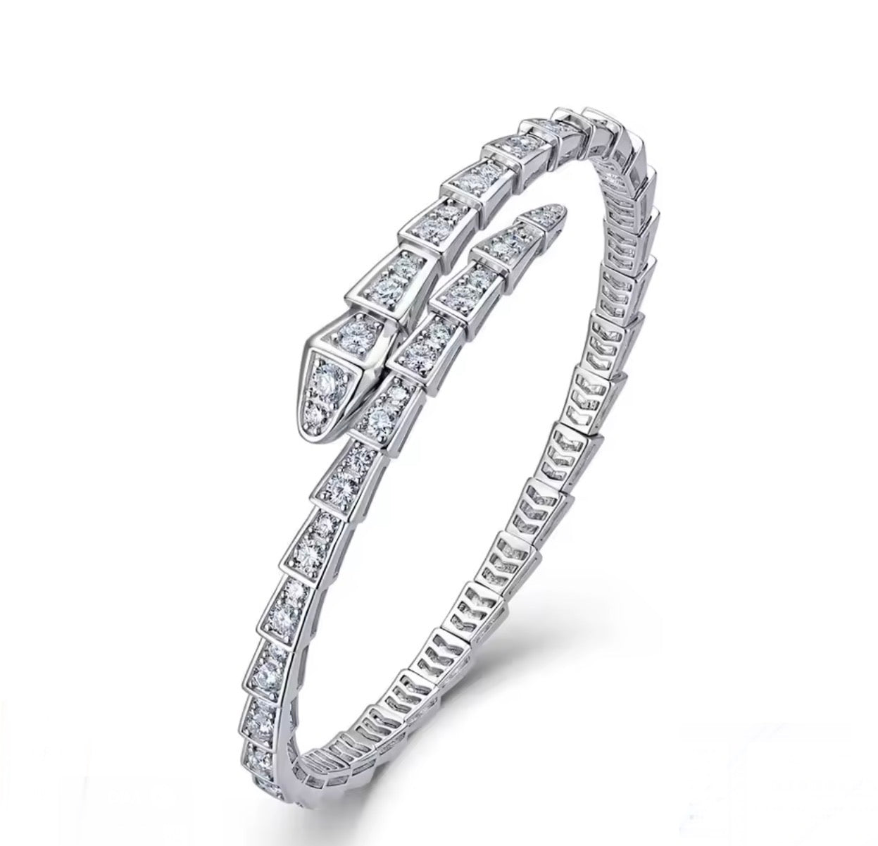 Gold and platinum plated Lux serpentine lab moissanite bracelets