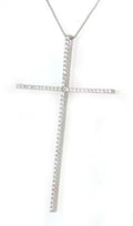 Silver cross necklace with white simulated diamonds