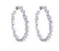 White gold multi-shape simulated diamond hoop earrings