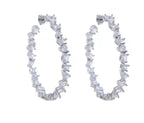 White gold multi-shape simulated diamond hoop earrings