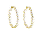 Yellow gold multi-shape simulated diamond hoop earrings