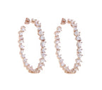 Rose gold multi-shape simulated diamond hoop earrings