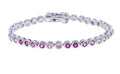 Pink bezel tennis bracelet with pink stones in silver