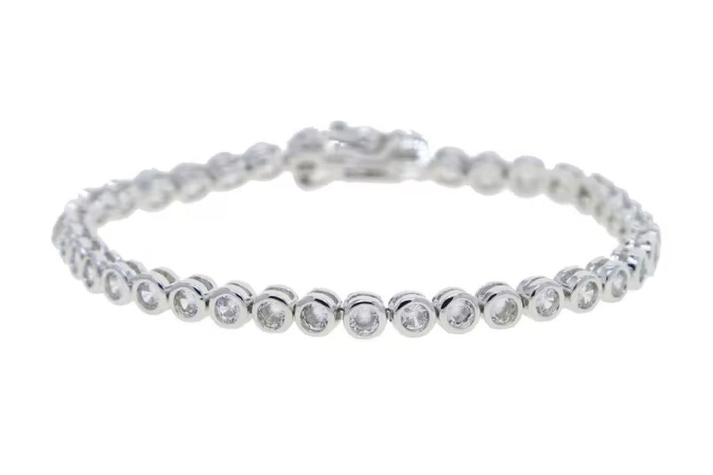 Clear bezel tennis bracelet in silver