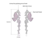 Pink pavé butterfly dangle earrings dimensions and cubic zirconia details