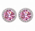 1ct Pink Lab Diamond Halo Stud Earrings