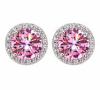 1ct Pink Lab Diamond Halo Stud Earrings