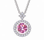 Lab Diamond Dancing 1ct Center Stone Halo Necklace