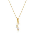 Gold dancing teardrop necklace with clear stones