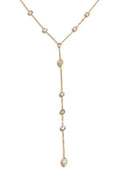 Gold diamond bezel lariat necklace