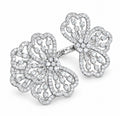 Large pavé double-flower adjustable statement ring