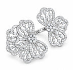 Large pavé double-flower adjustable statement ring
