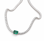 Emerald accent moissanite choker on a clean white background