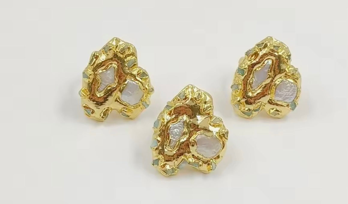 Statement ring with coordinating earrings; earrings sold separately