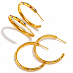 Gold plated hoop earrings with multicolor and clear stones