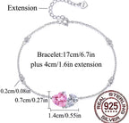 Close-up detail of the pink and white heart bracelet