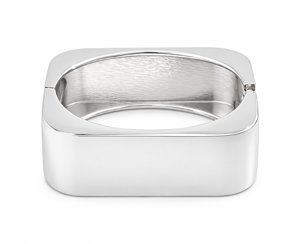 Large square silver bangle