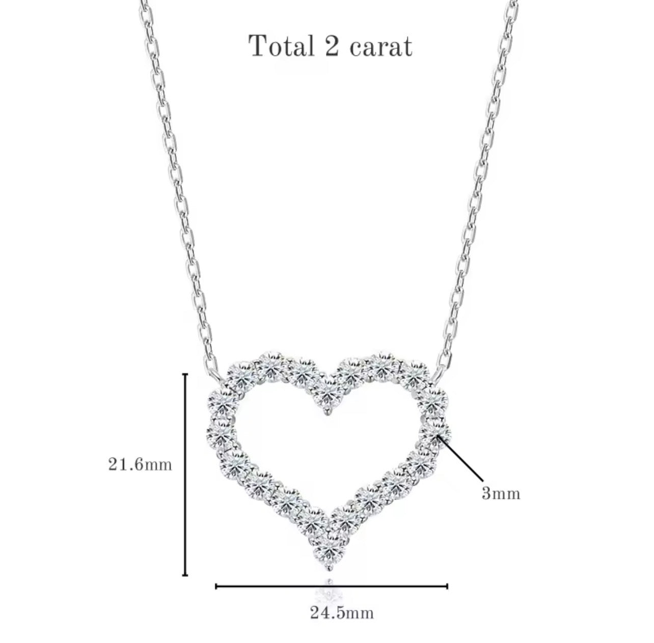 2 cttw moissanite heart necklace