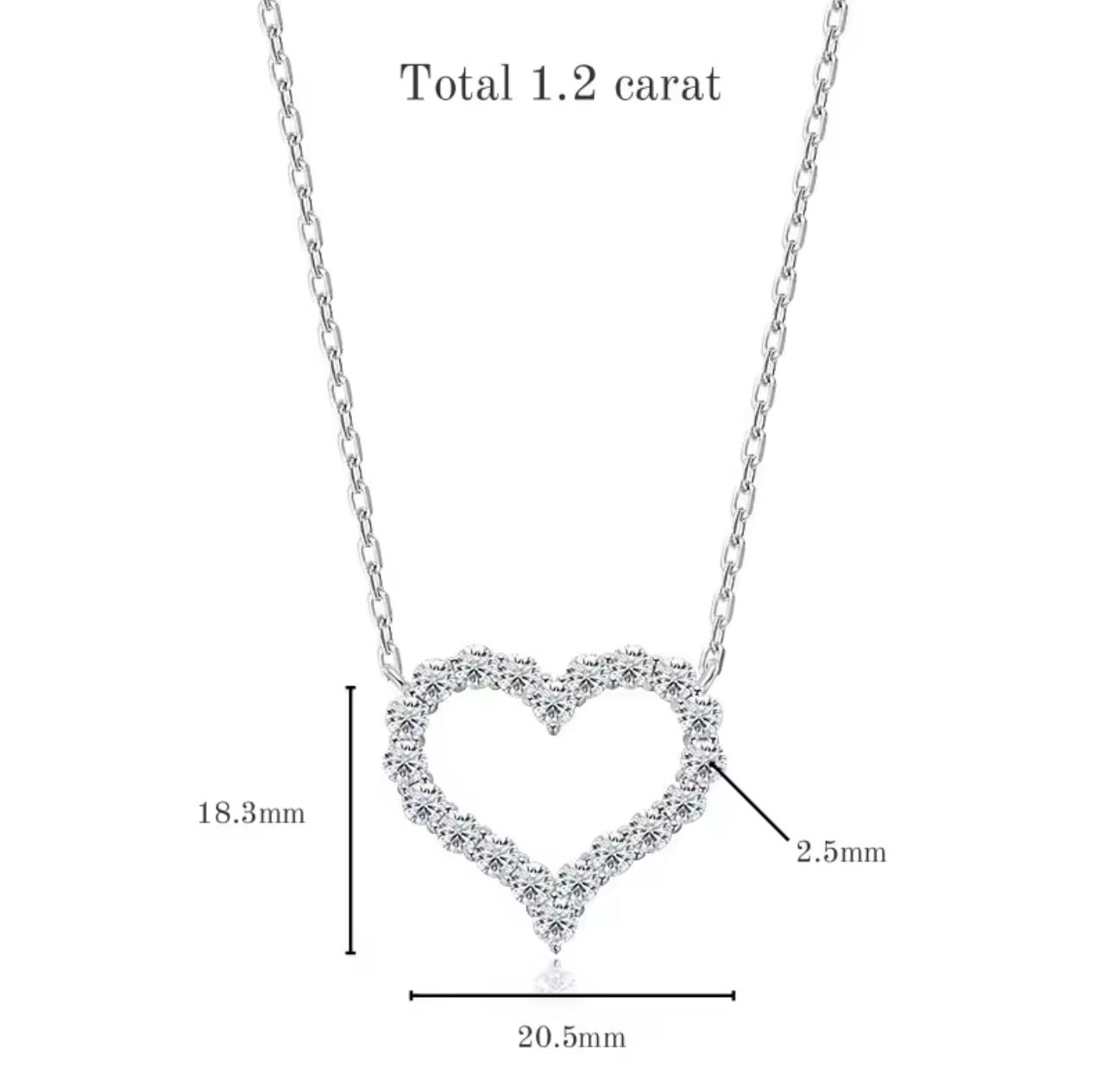 1.2 cttw moissanite heart necklace