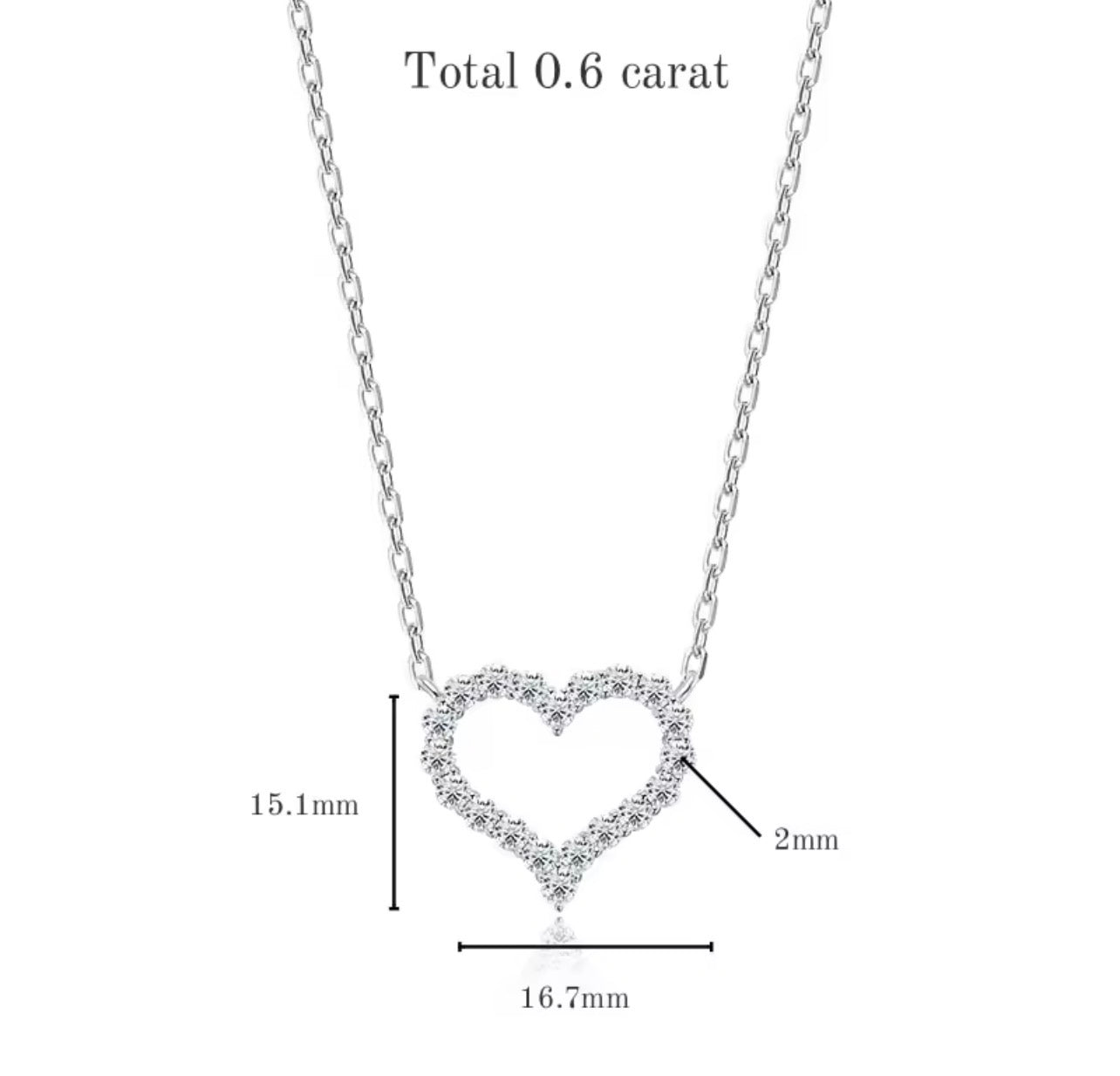 0.6 cttw moissanite heart necklace