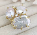Large Multi-Coin Freshwater Pearl & Diamond Accent Adjustable Statement Ring