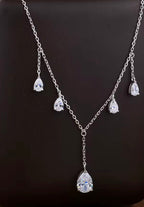 White gold multi teardrop pear-shaped lab moissanite necklace