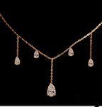 Rose gold multi teardrop pear-shaped lab moissanite necklace detail