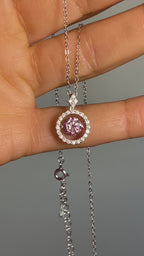 Lab Diamond Dancing 1ct Center Stone Halo Necklace