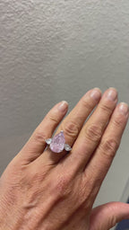 Large Pink Pear-Cut Simulated Diamond Statement Ring